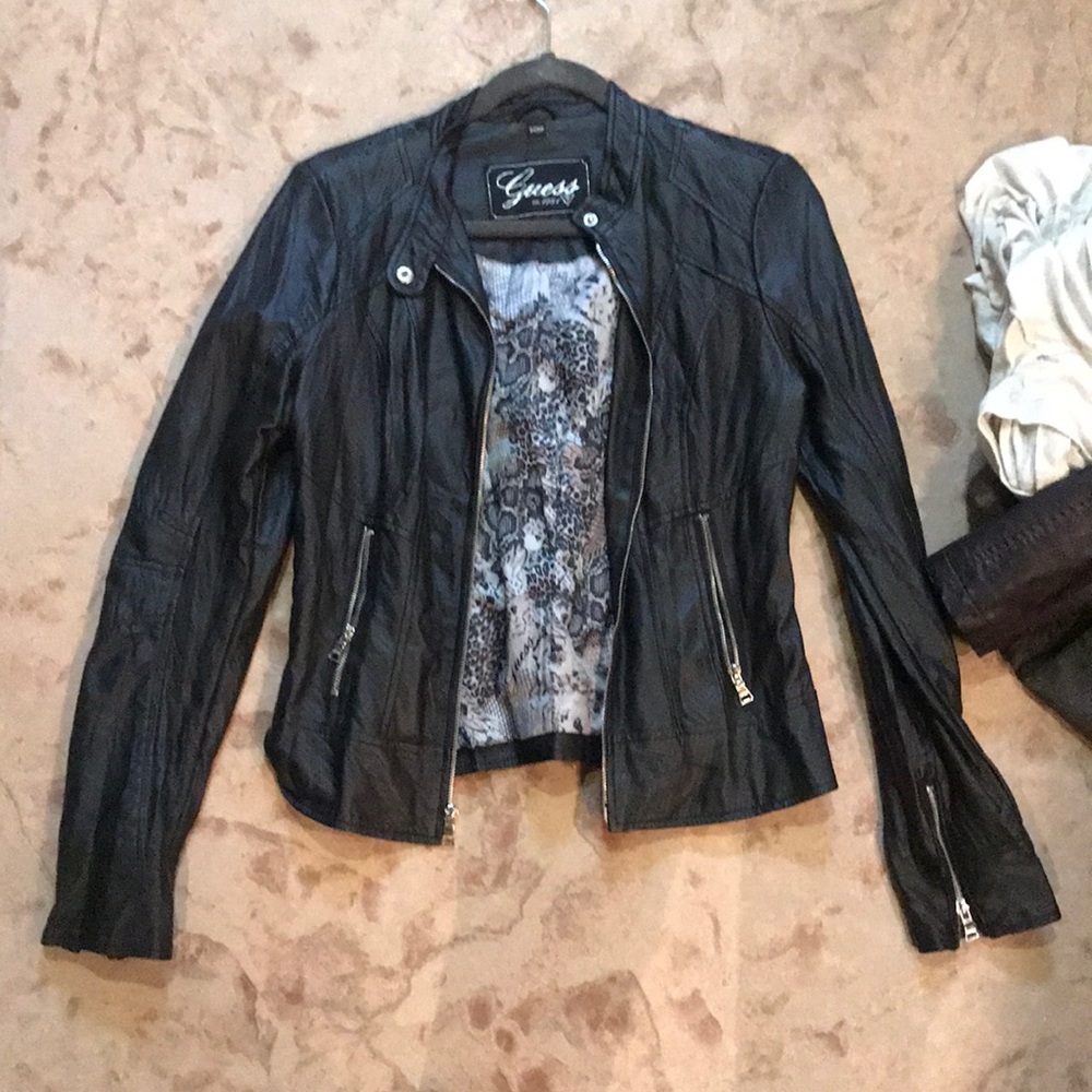 Black guess leather jacket